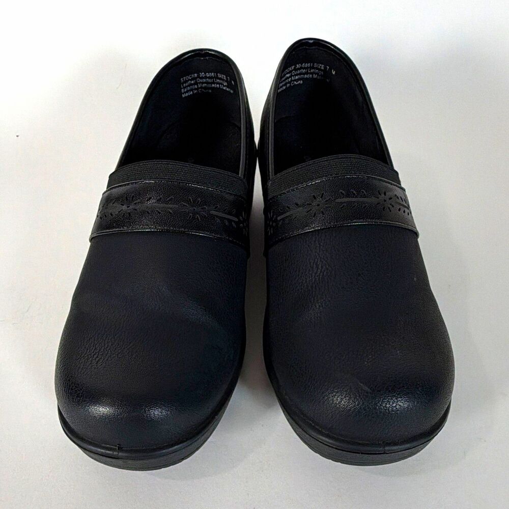 Easy Street Hansen Womens 7M Black Slip Resistant Work Shoes Loafers 30-6861